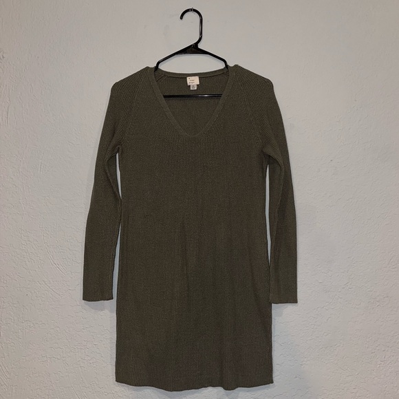 A New Day Target Dark Green Tunic Ribbed Sweater Dress - Picture 1 of 5